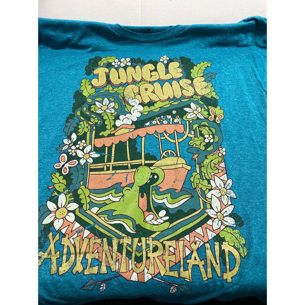 DISNEY JUNGLE CRUISE SHIRT — Adventureland Blue Graphic Tee Women's XL